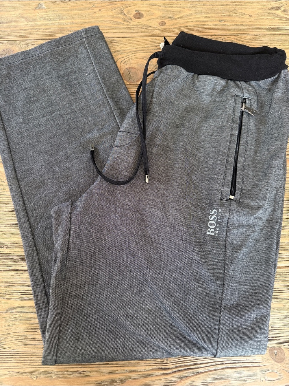 BOSS Men's Charcoal Gray Jogger Sweatpants with Black Waistband